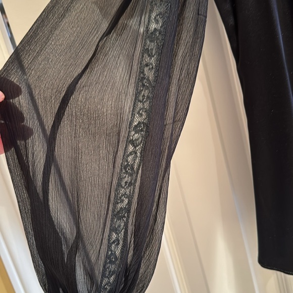 Signature Saks Fifth Ave black silk ruffle neck blouse - Picture 12 of 14